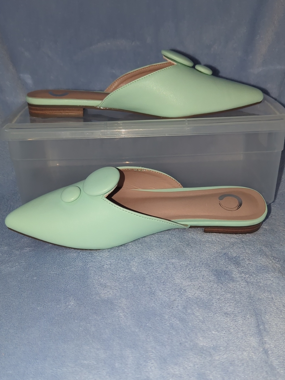 Journee Super Cute Mint Pointed Toe Slip-On Mules Size 8.5